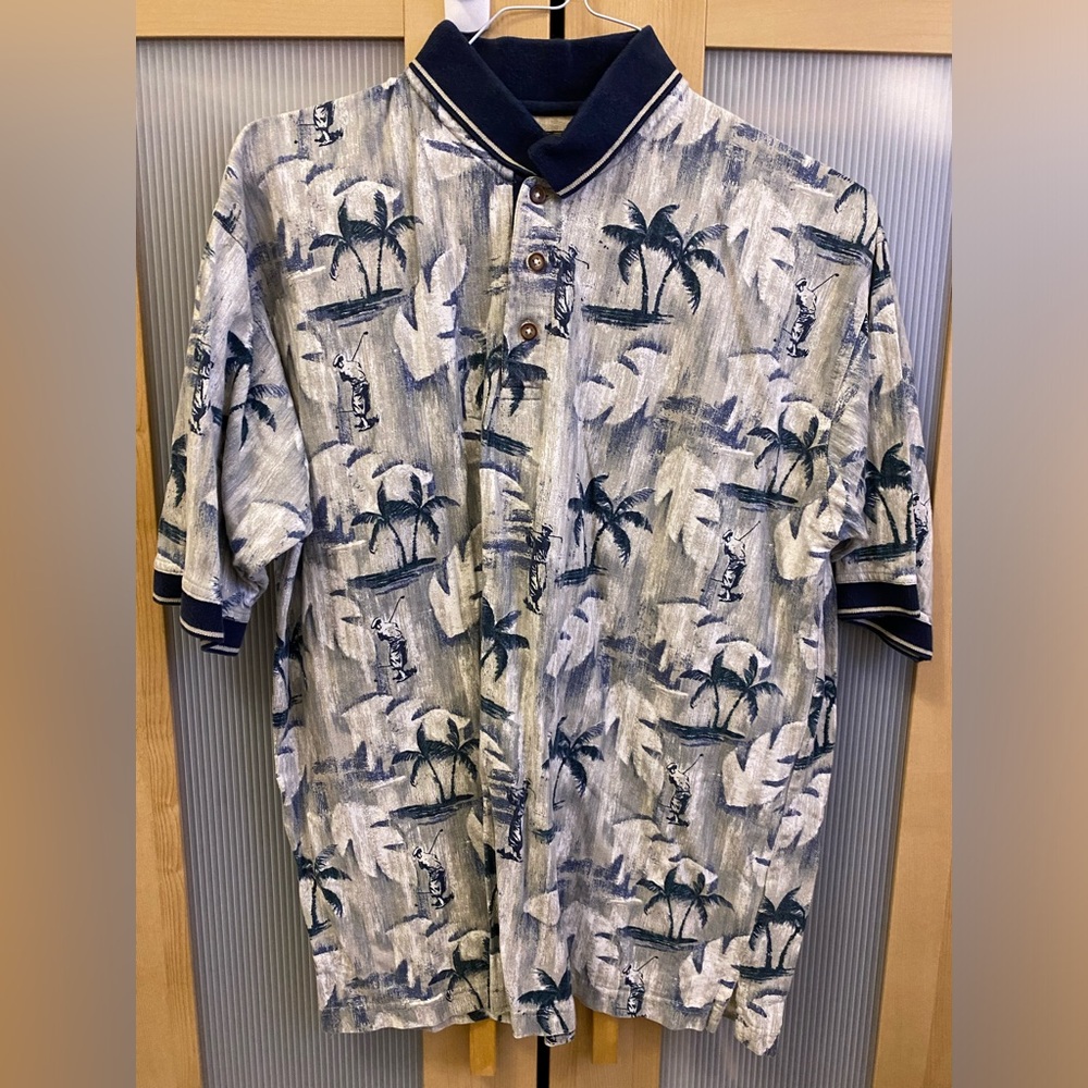 Knights Sportswear 100% cotton palm tree print polo Size Large